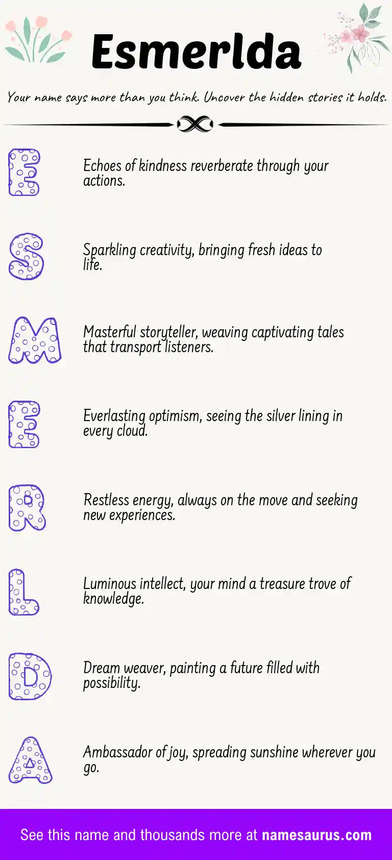 Acrostic poem about Esmerlda.
