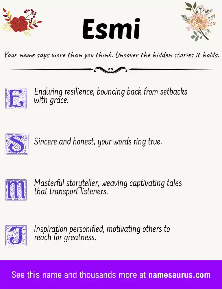 Acrostic poem about Esmi.