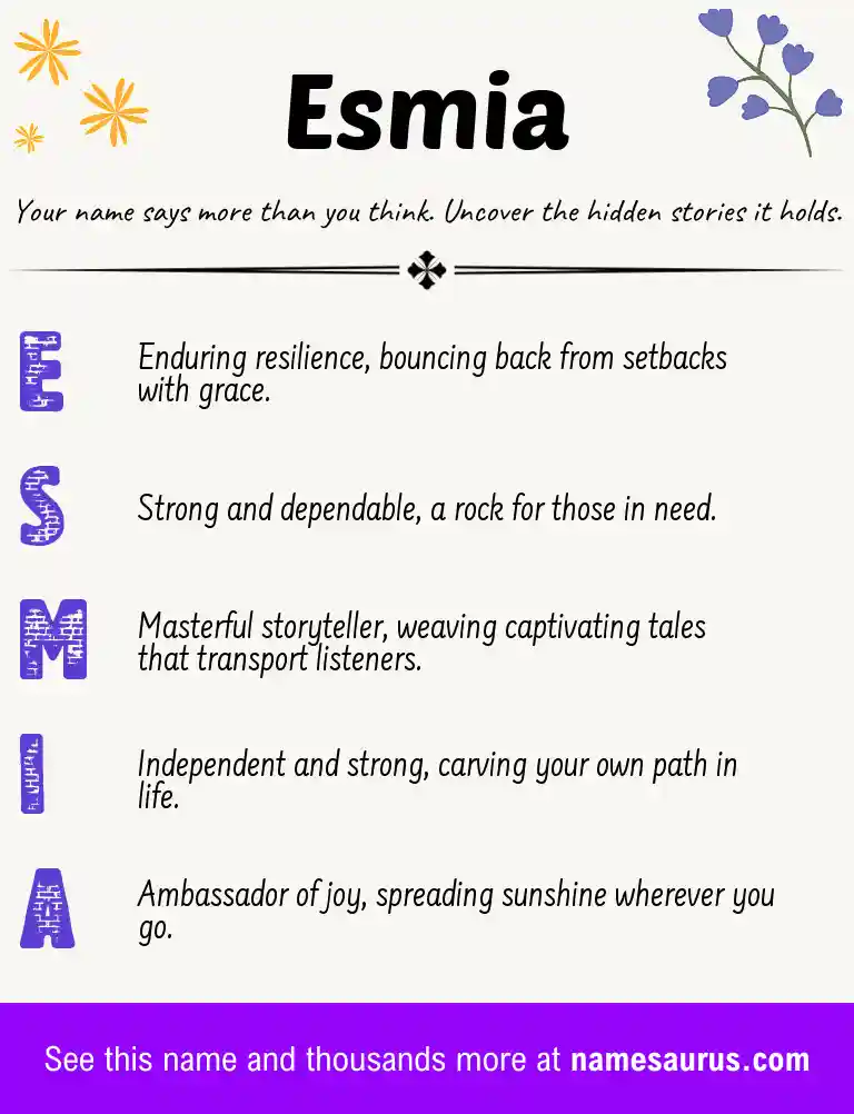 Acrostic poem about Esmia.