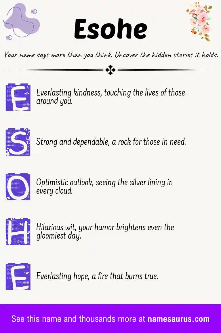Acrostic poem about Esohe.