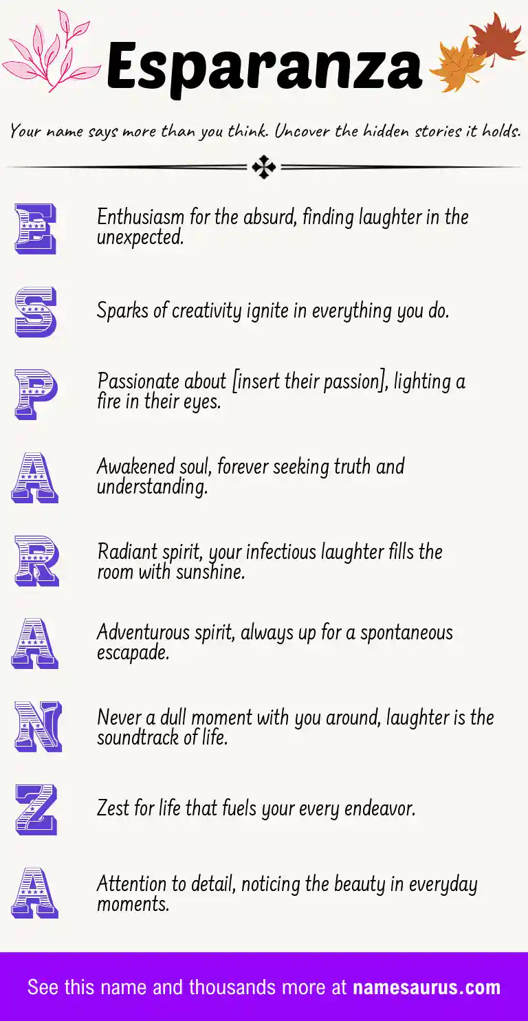 Acrostic poem about Esparanza.