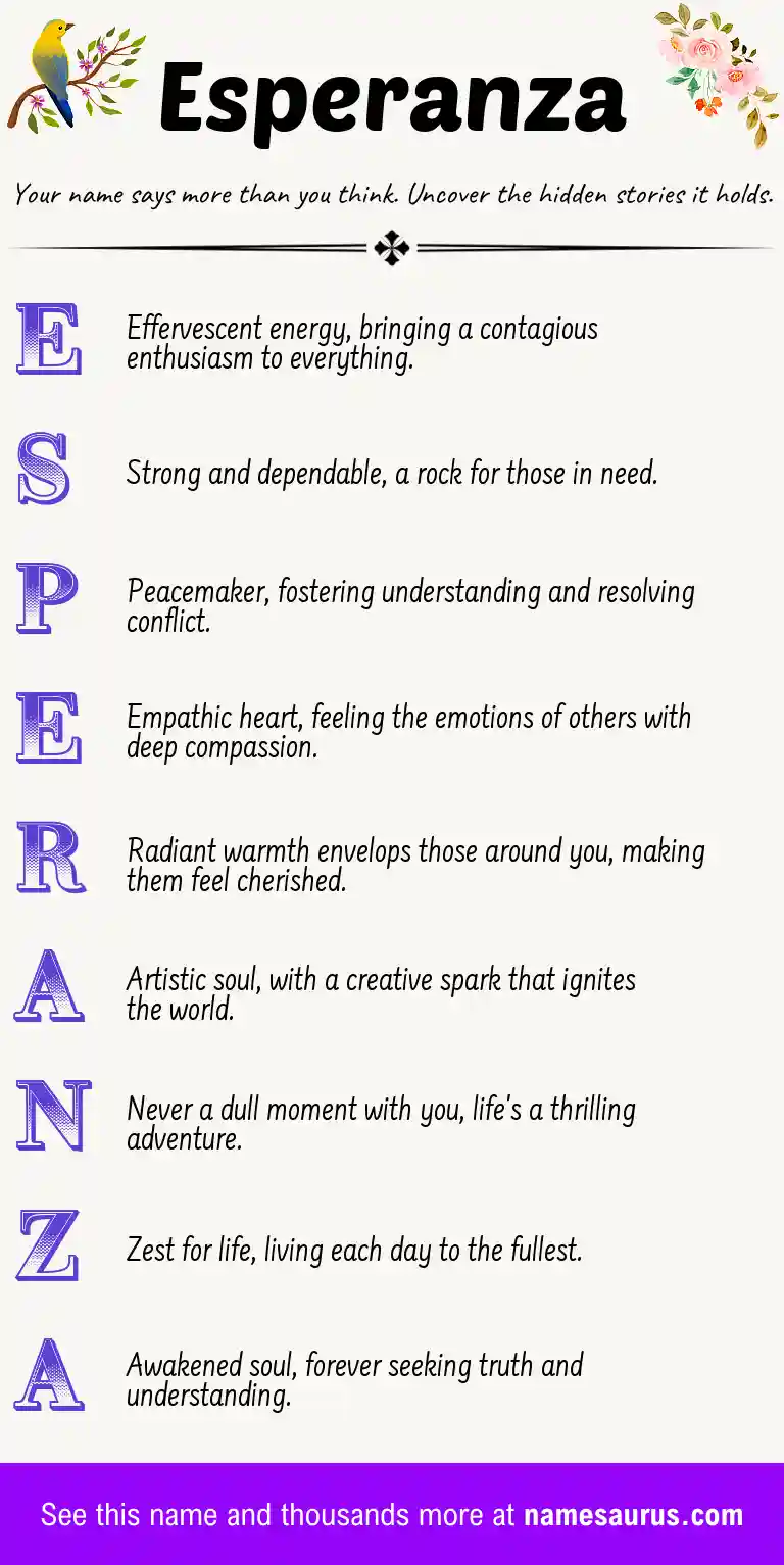 Acrostic poem about Esperanza.