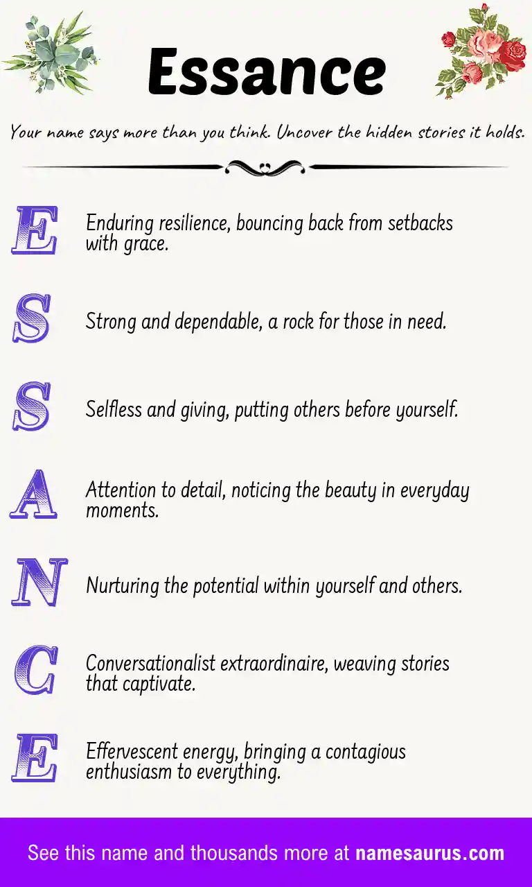 Acrostic poem about Essance.