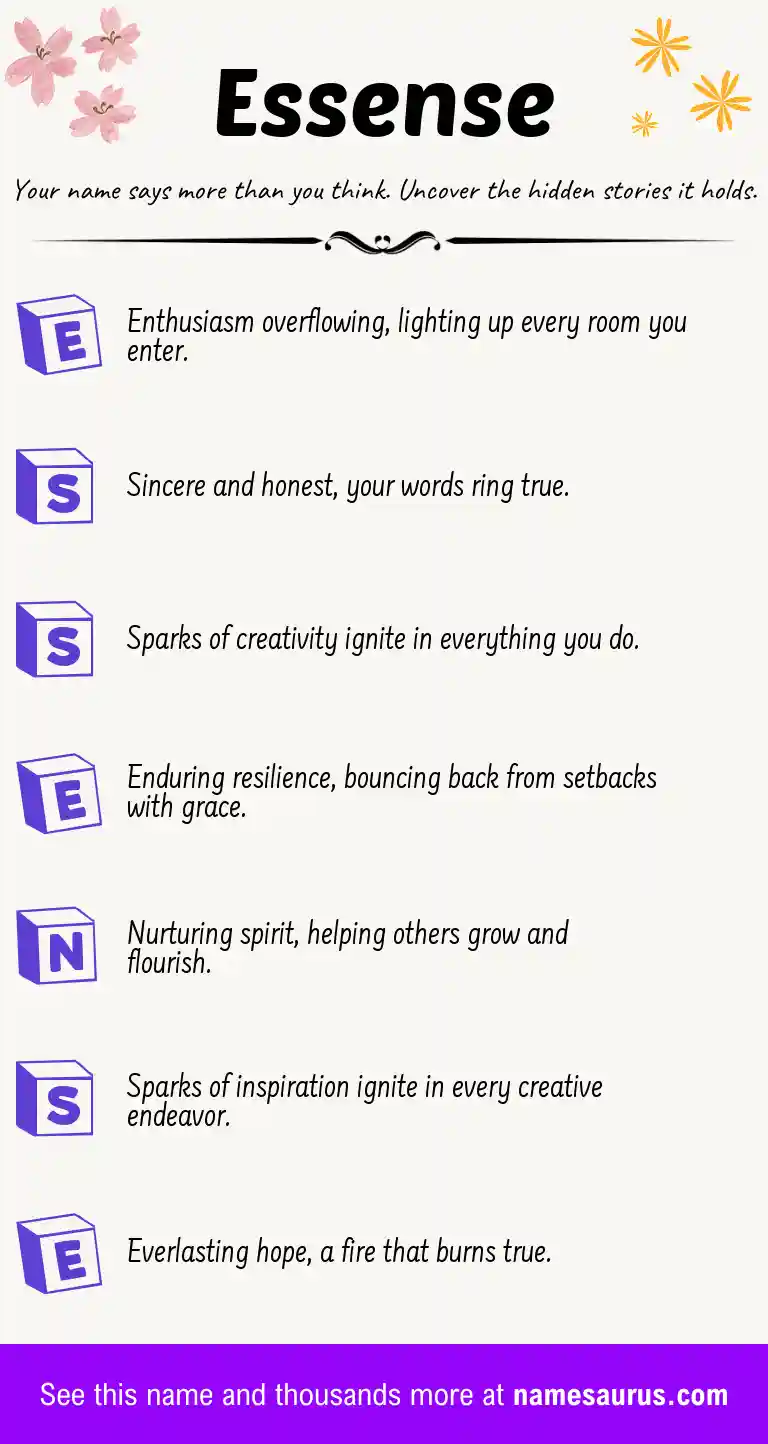 Acrostic poem about Essense.