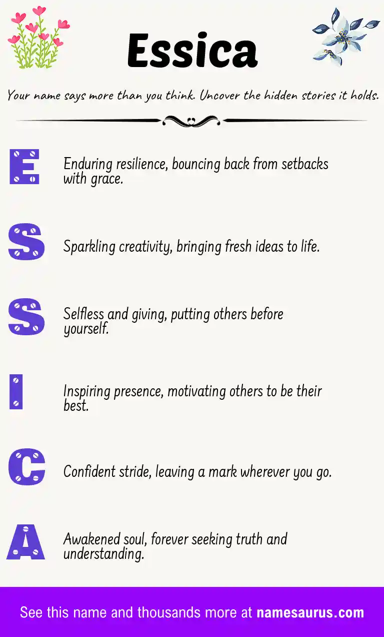 Acrostic poem about Essica.