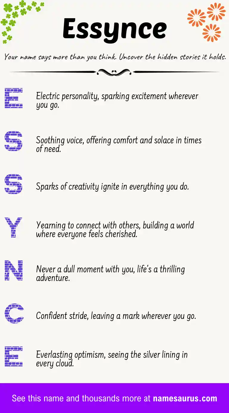 Acrostic poem about Essynce.
