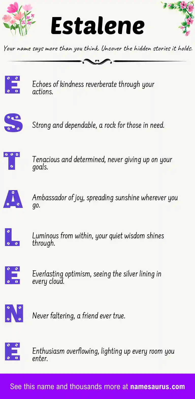 Acrostic poem about Estalene.