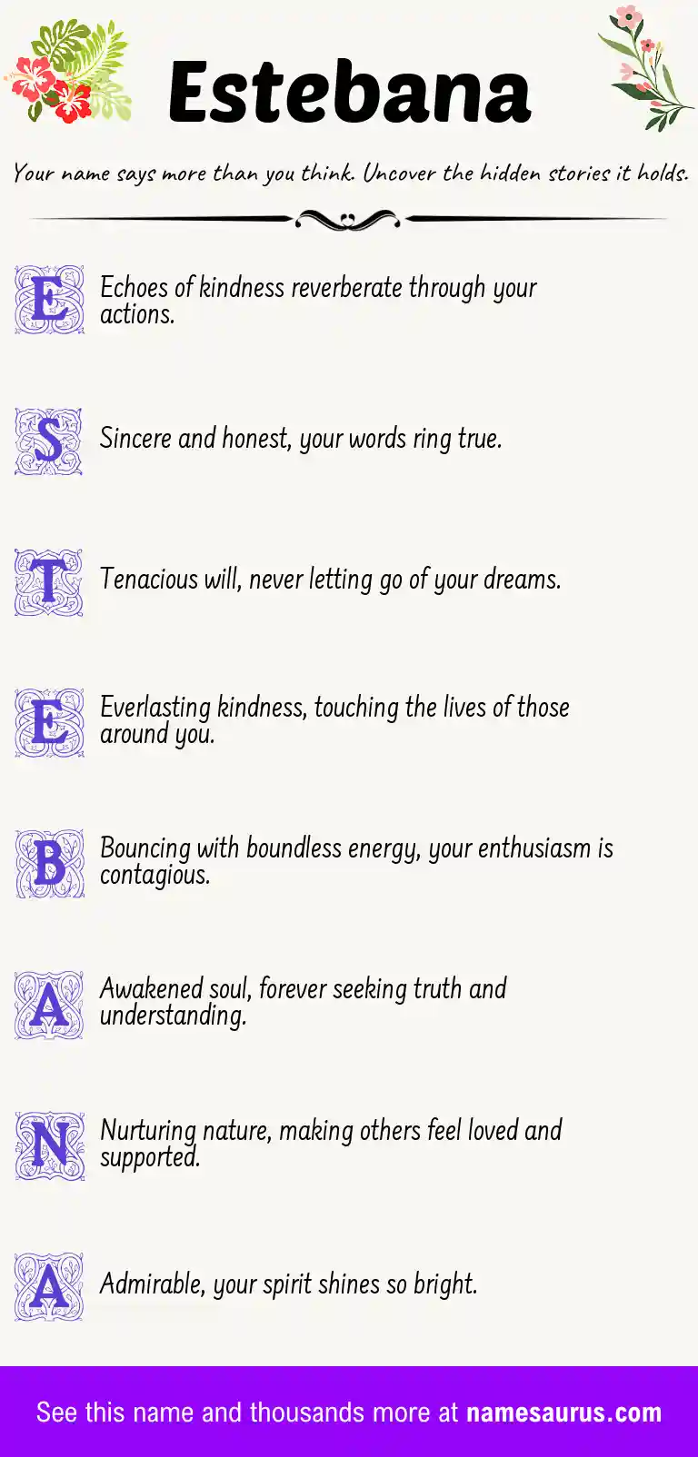Acrostic poem about Estebana.