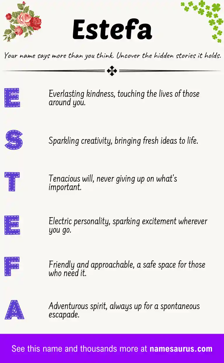 Acrostic poem about Estefa.