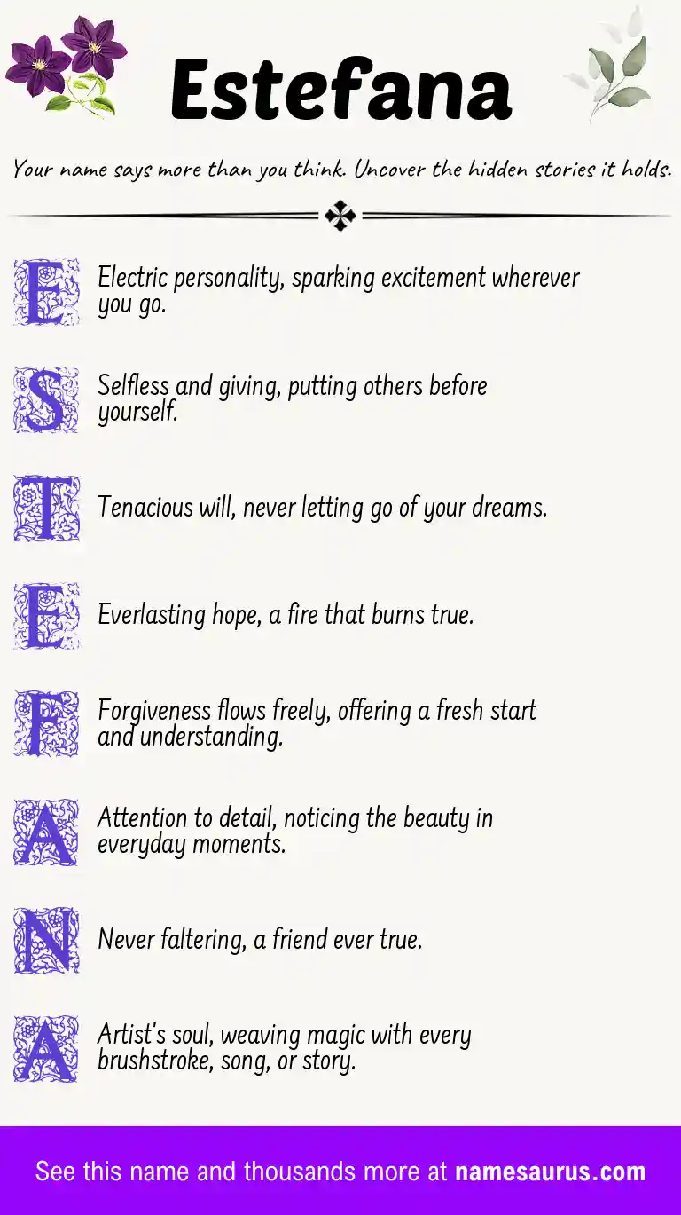Acrostic poem about Estefana.