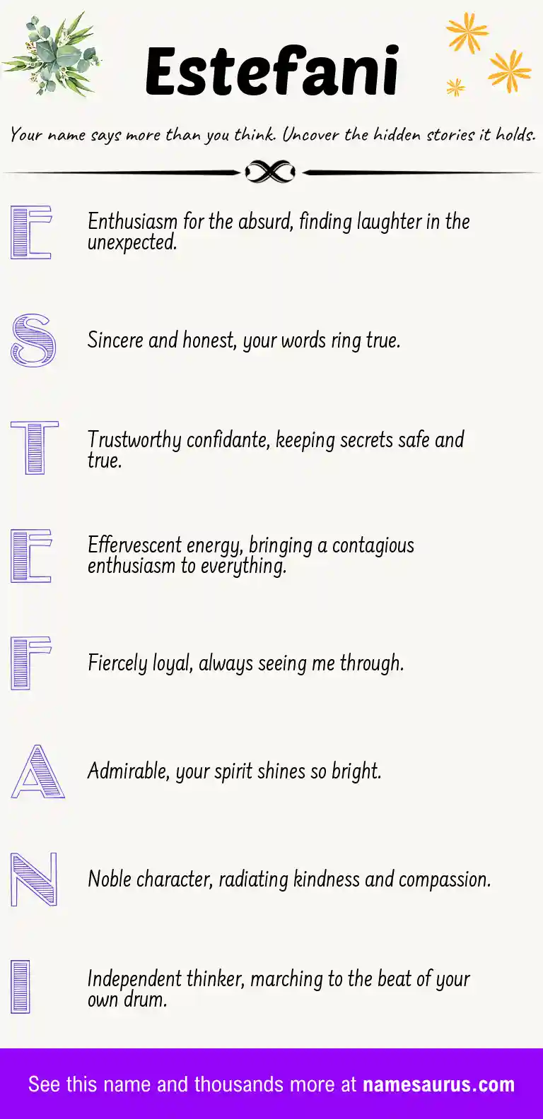 Acrostic poem about Estefani.