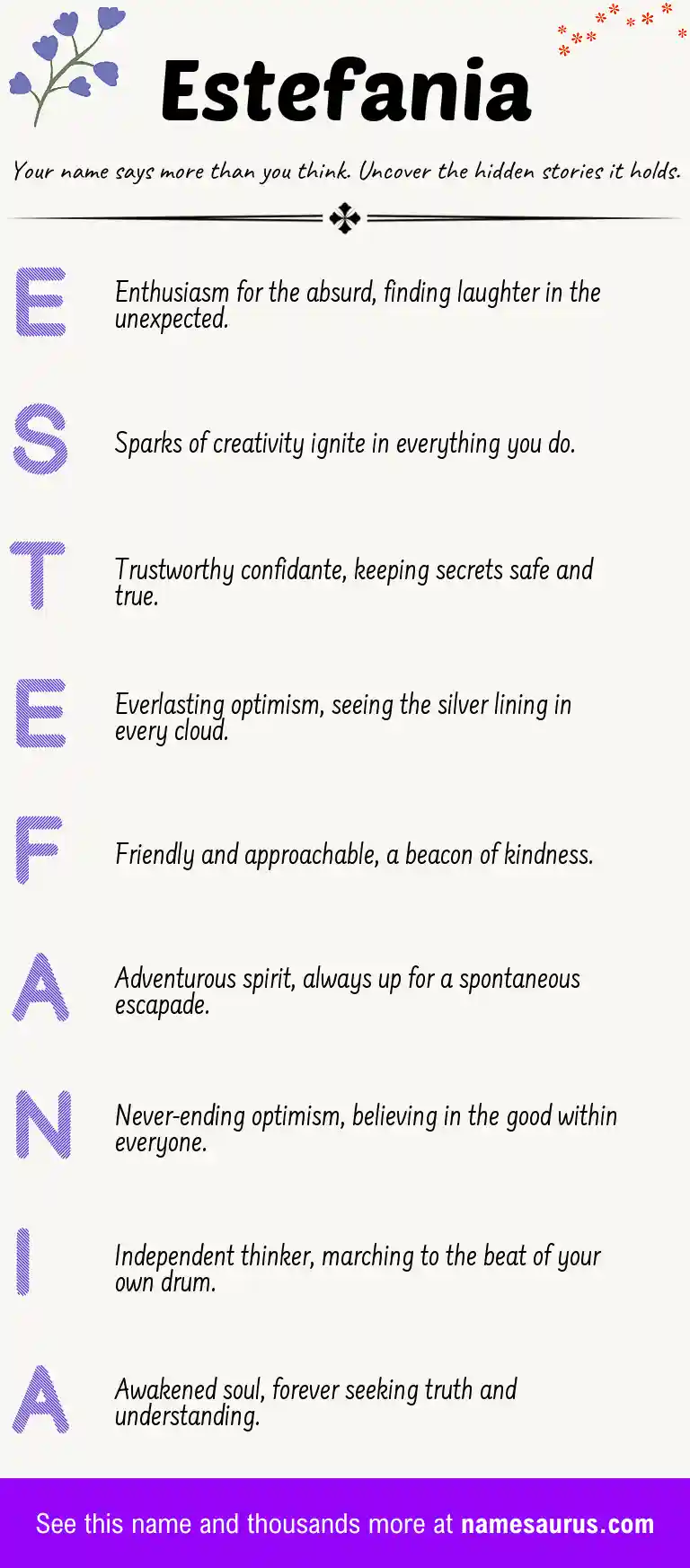Acrostic poem about Estefania.