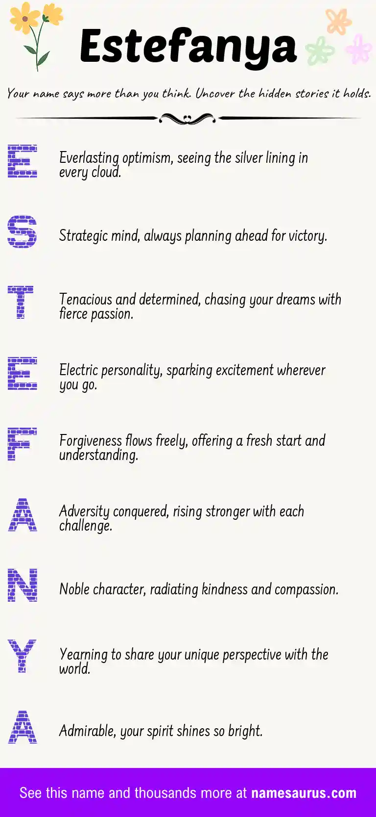 Acrostic poem about Estefanya.