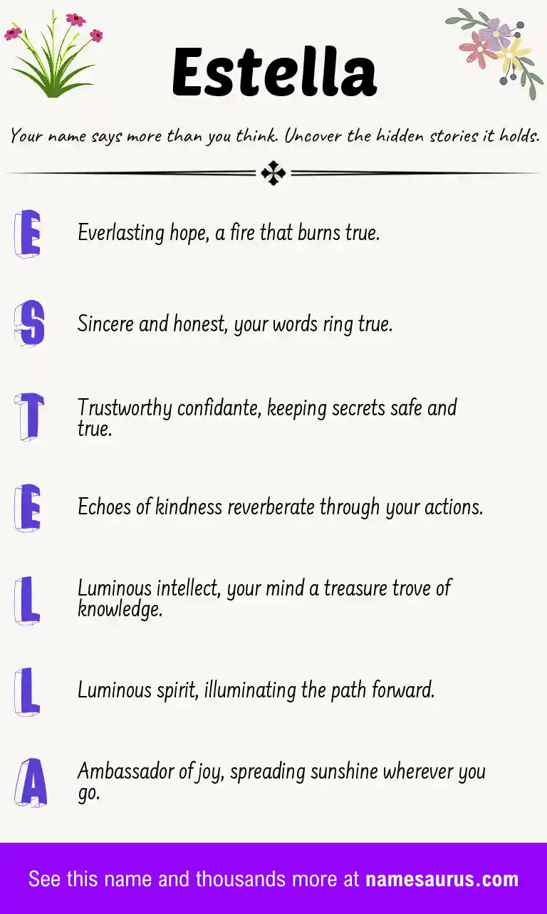 Acrostic poem about Estella.