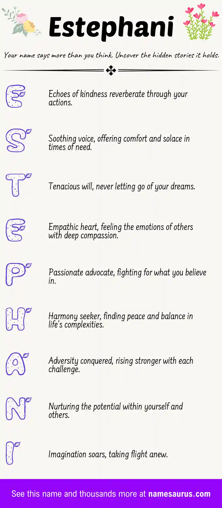 Acrostic poem about Estephani.