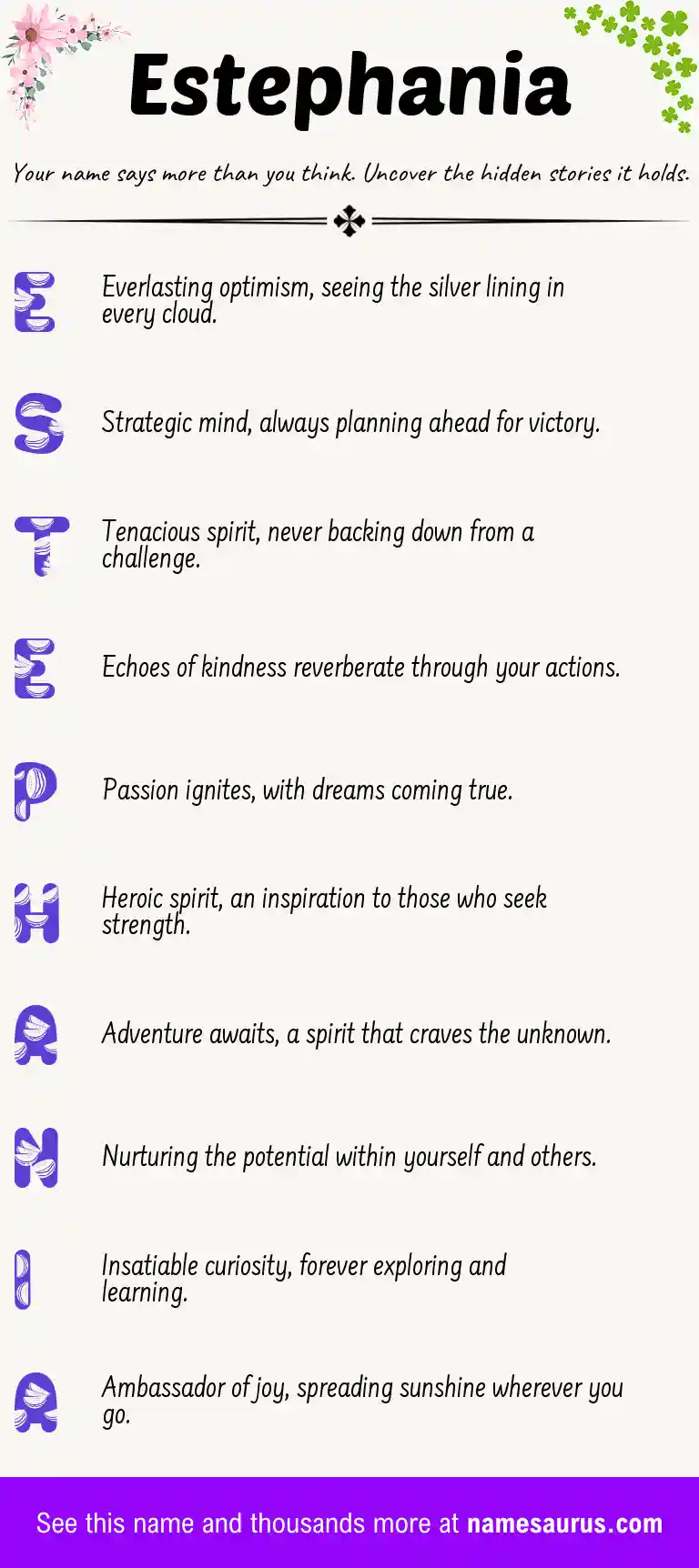 Acrostic poem about Estephania.