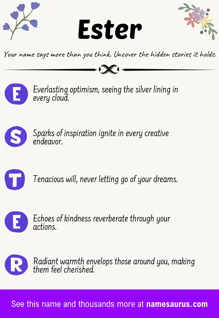 Acrostic poem about Ester.