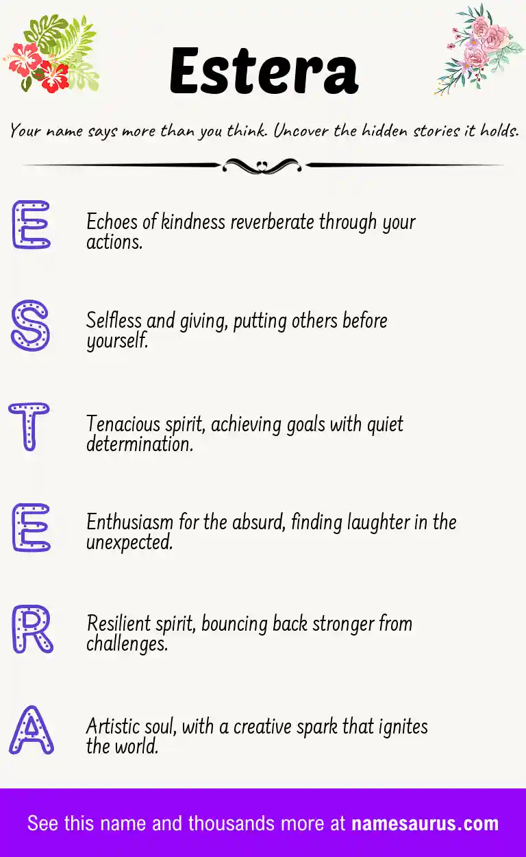 Acrostic poem about Estera.