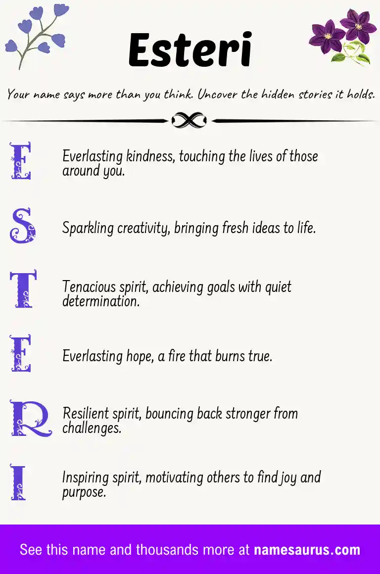 Acrostic poem about Esteri.