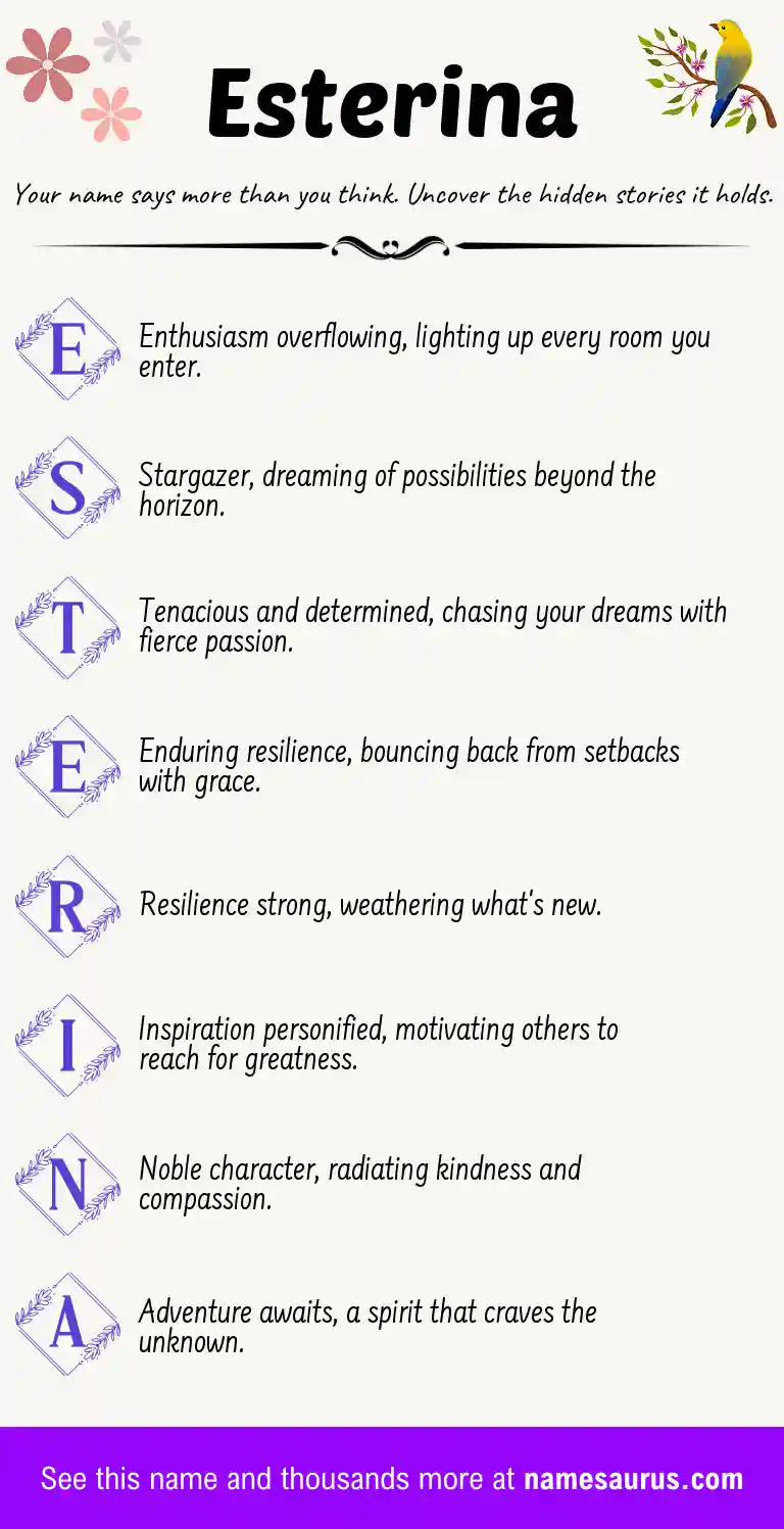 Acrostic poem about Esterina.