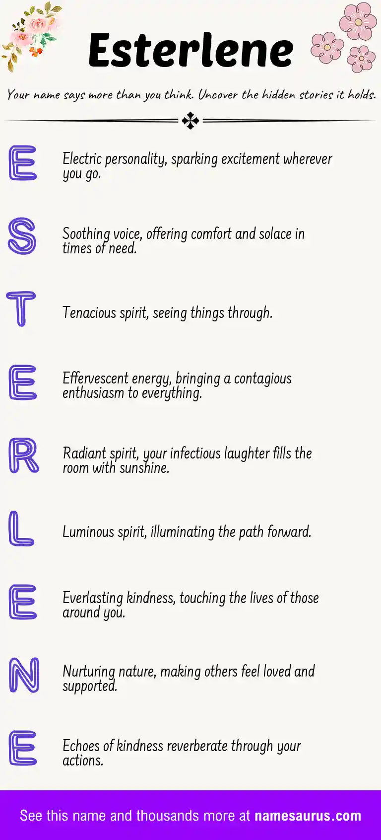 Acrostic poem about Esterlene.