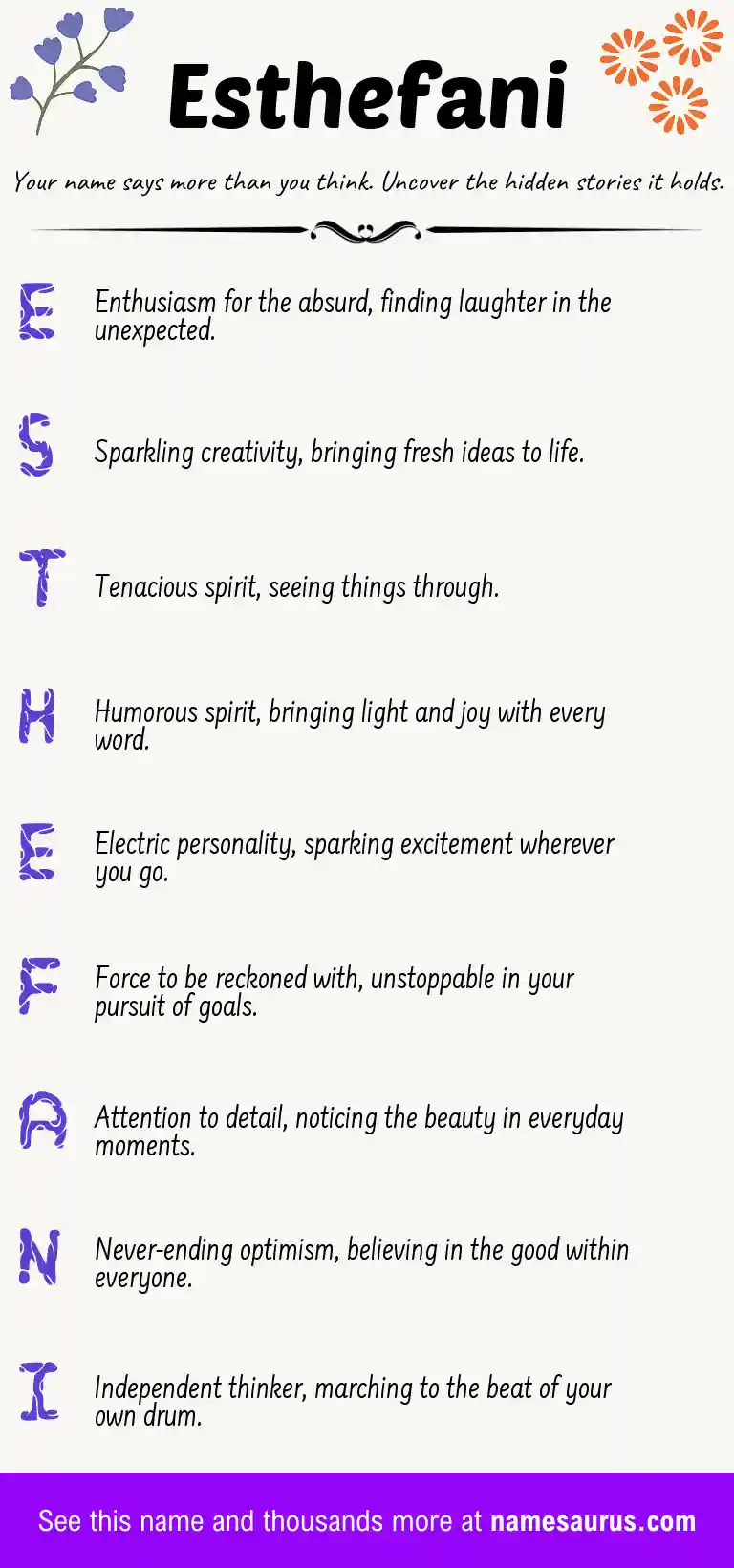 Acrostic poem about Esthefani.