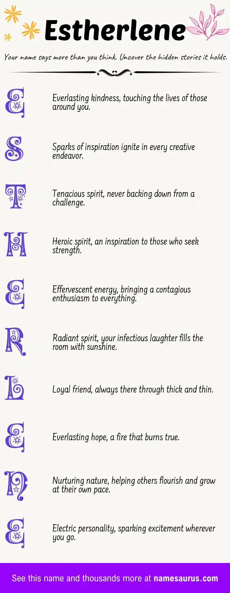 Acrostic poem about Estherlene.
