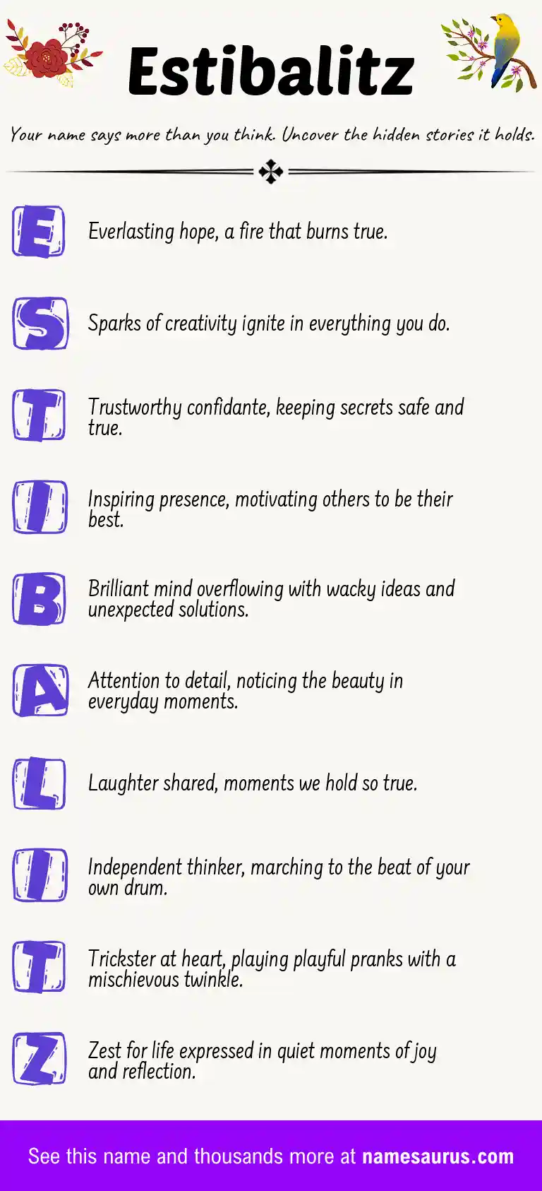 Acrostic poem about Estibalitz.