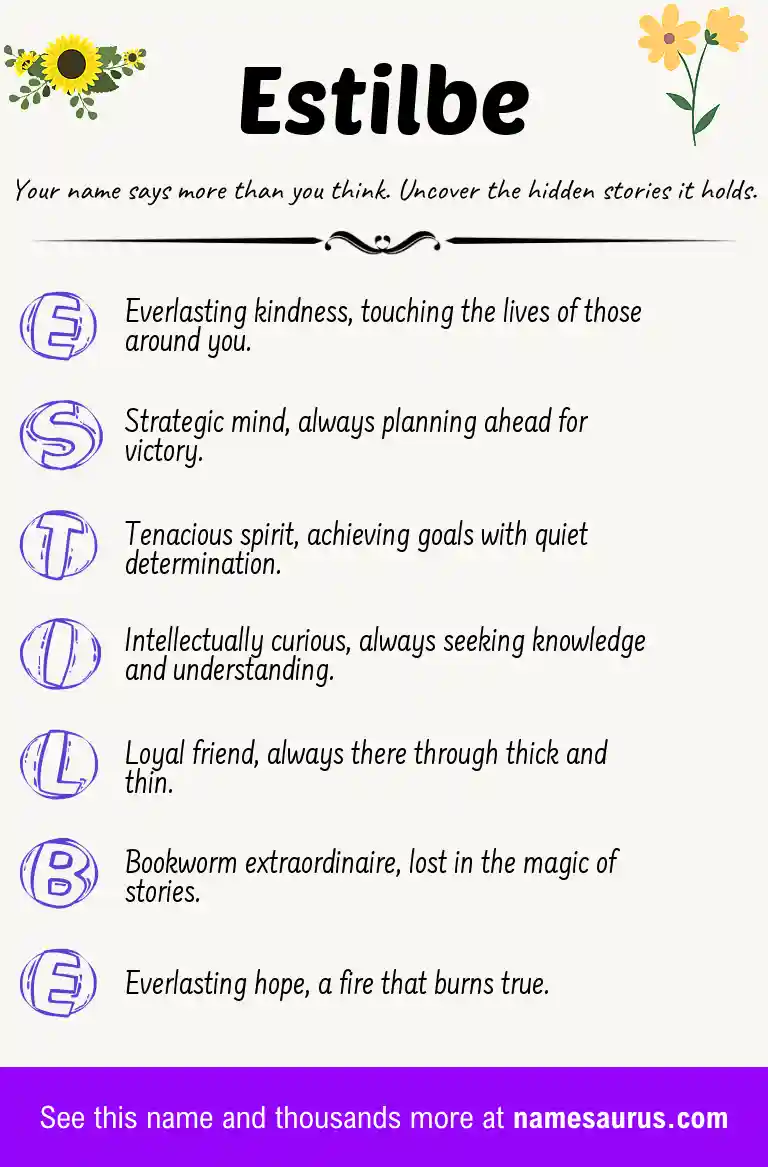 Acrostic poem about Estilbe.