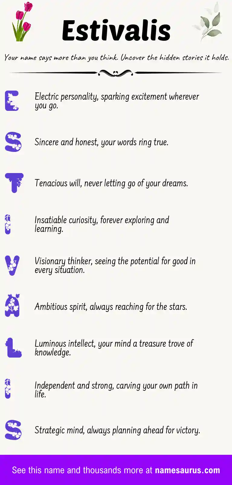 Acrostic poem about Estivalis.