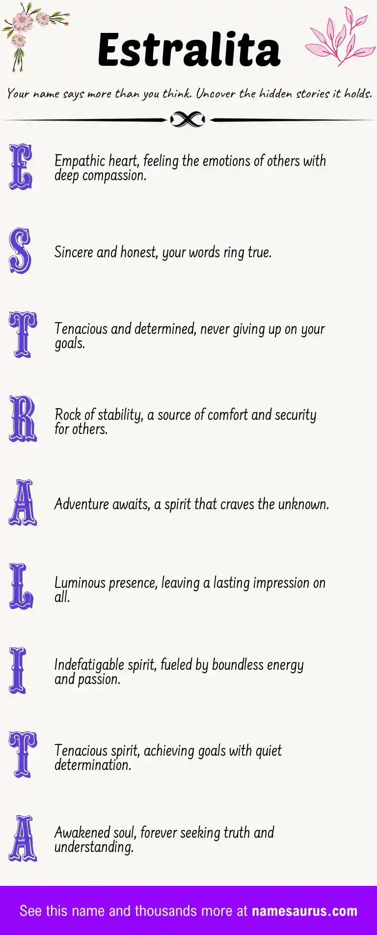 Acrostic poem about Estralita.