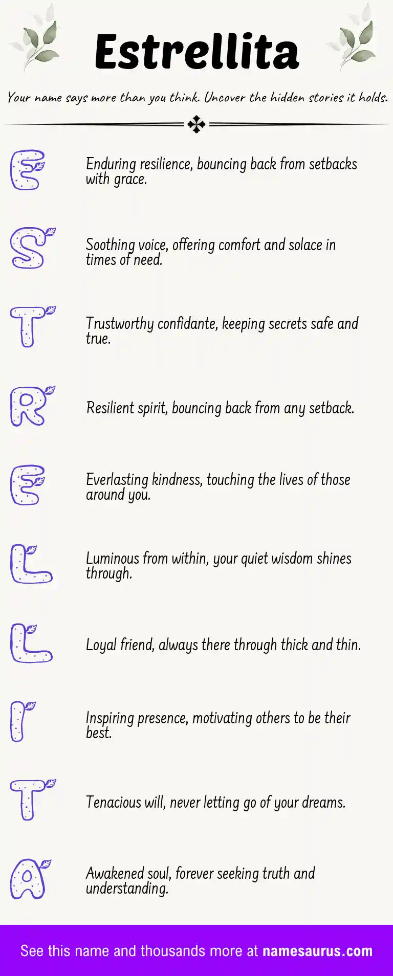 Acrostic poem about Estrellita.