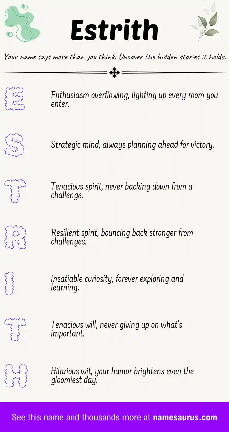 Acrostic poem about Estrith.