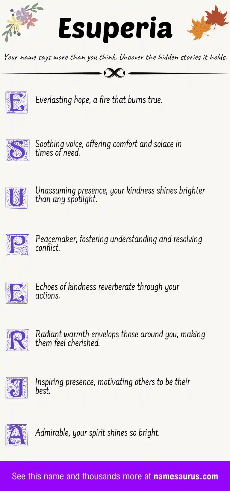 Acrostic poem about Esuperia.