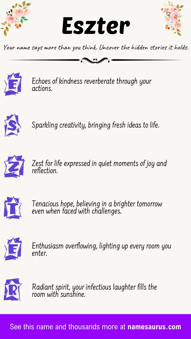 Acrostic poem about Eszter.