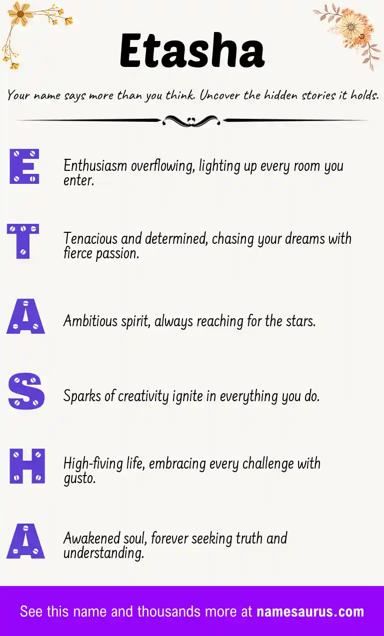 Acrostic poem about Etasha.