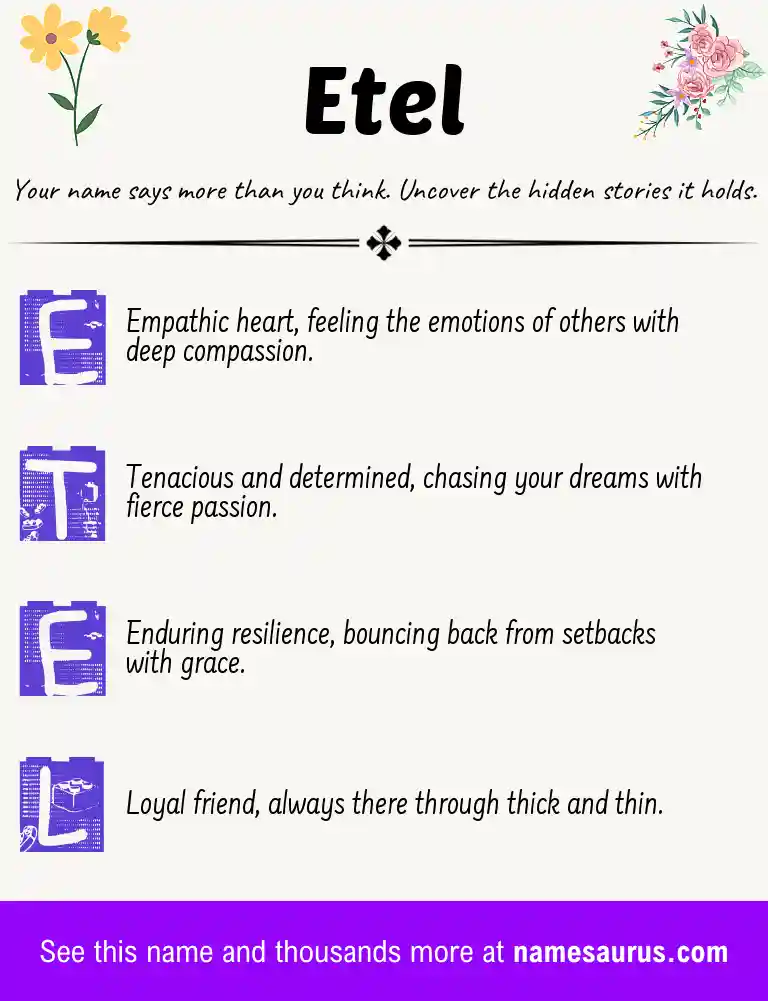 Acrostic poem about Etel.