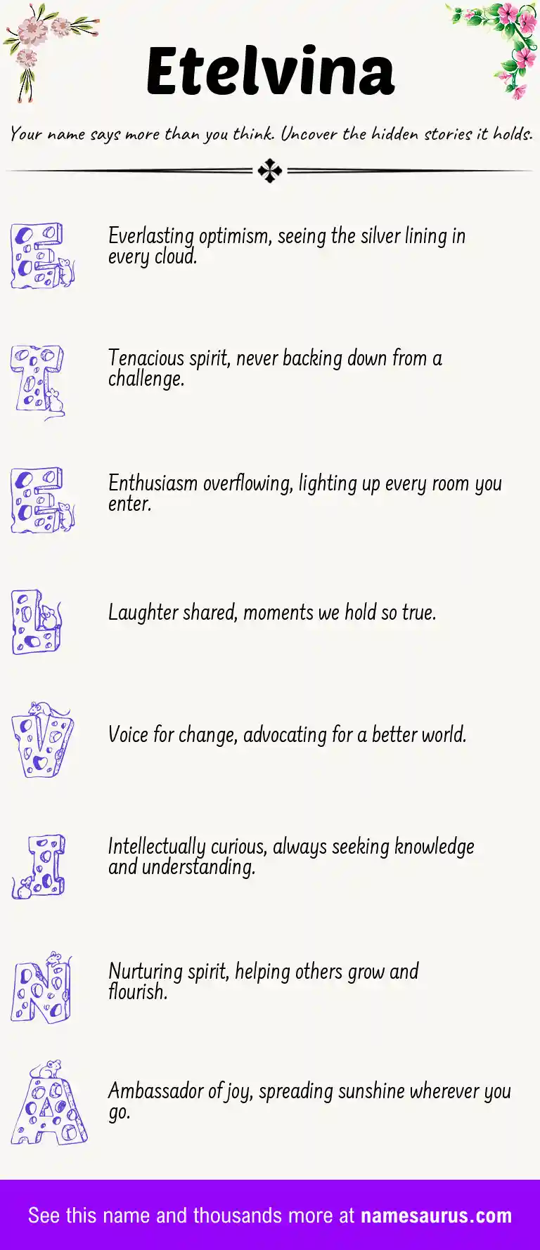 Acrostic poem about Etelvina.