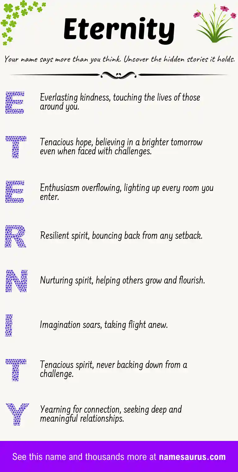 Acrostic poem about Eternity.