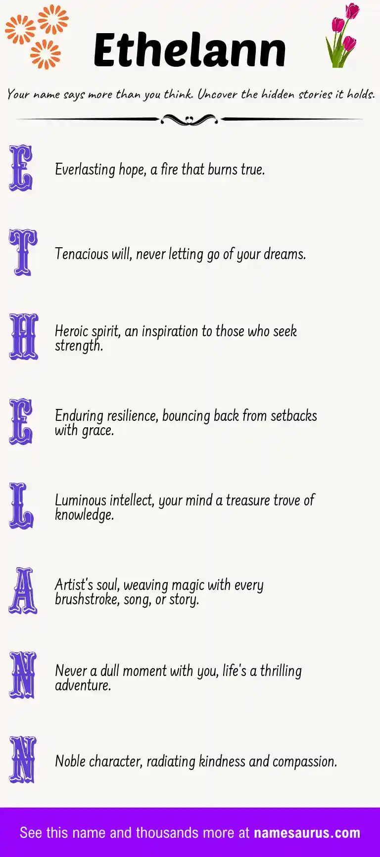 Acrostic poem about Ethelann.