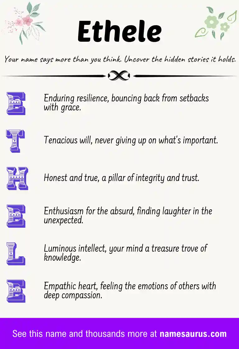 Acrostic poem about Ethele.