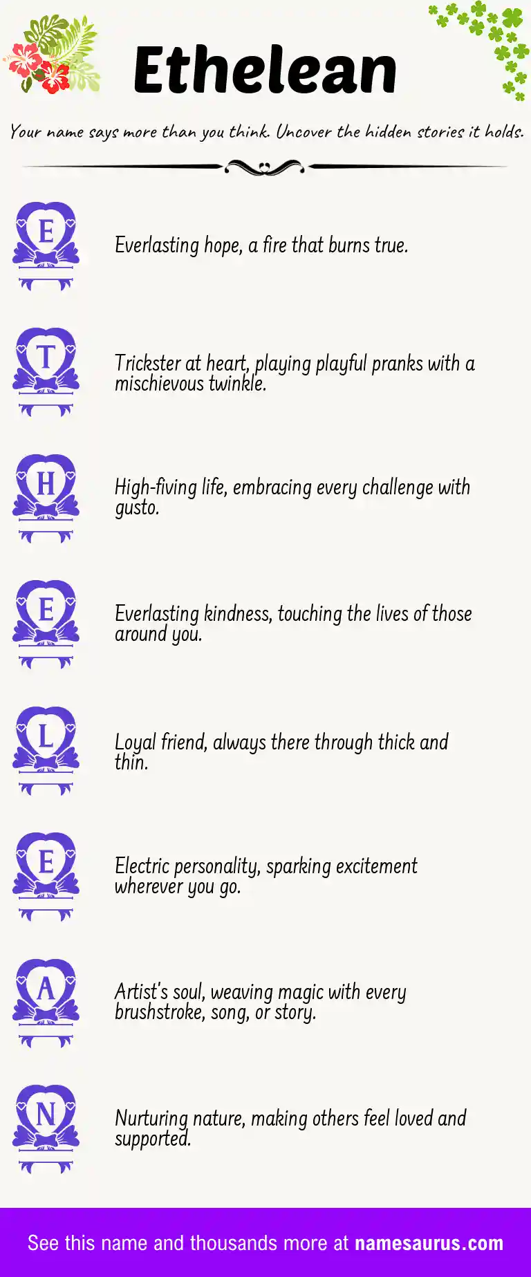 Acrostic poem about Ethelean.