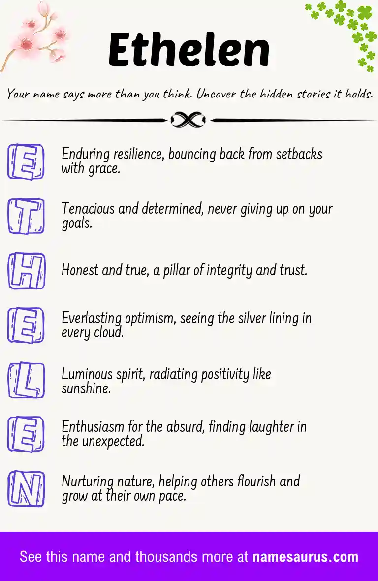 Acrostic poem about Ethelen.