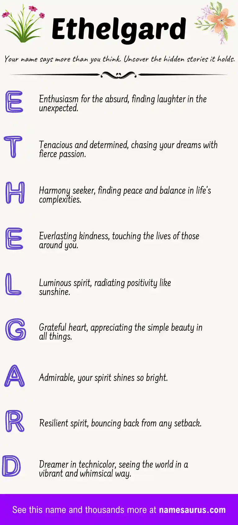 Acrostic poem about Ethelgard.