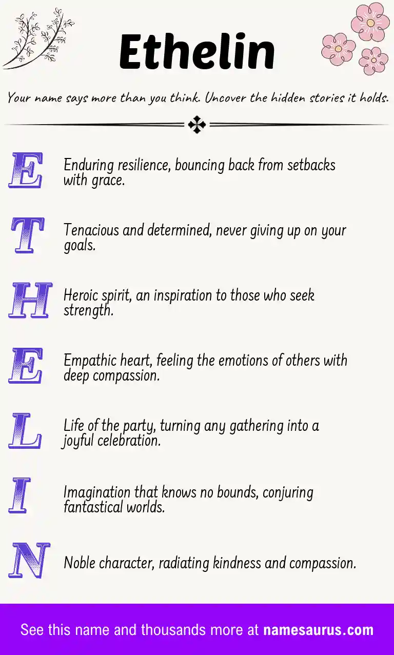 Acrostic poem about Ethelin.