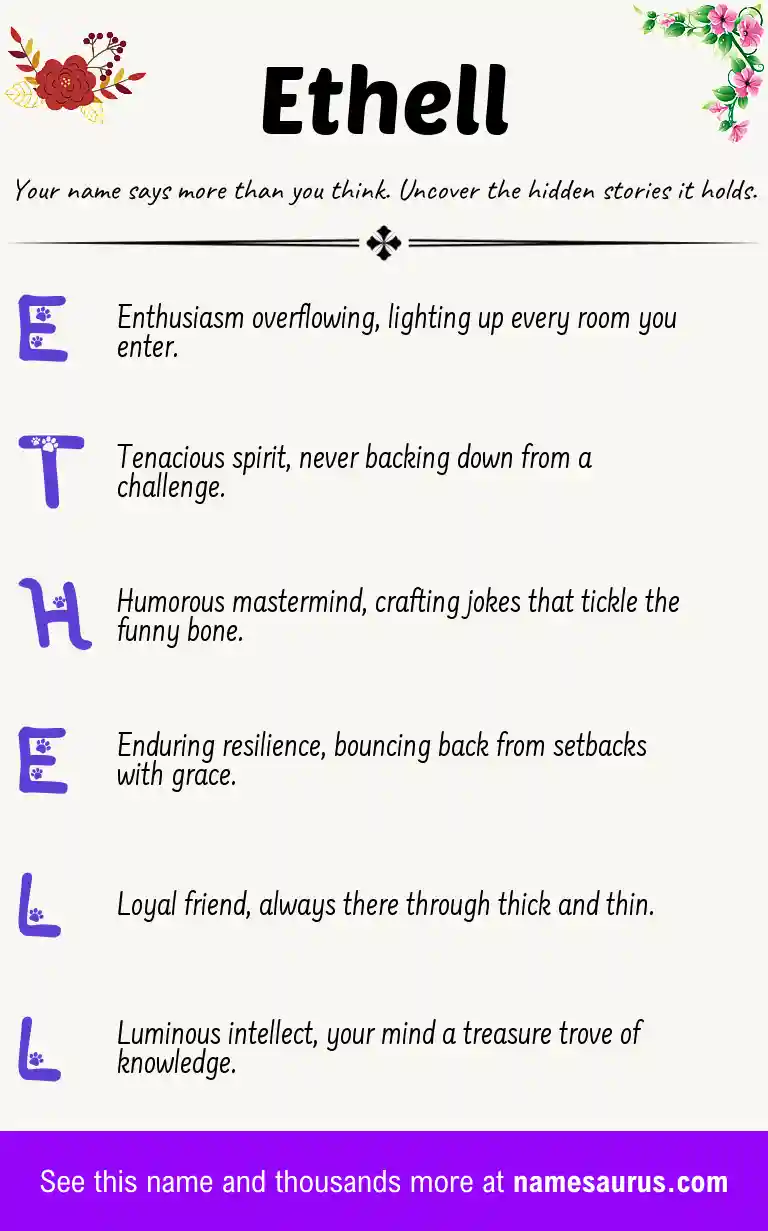 Acrostic poem about Ethell.