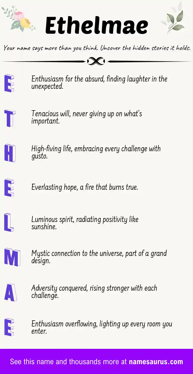 Acrostic poem about Ethelmae.