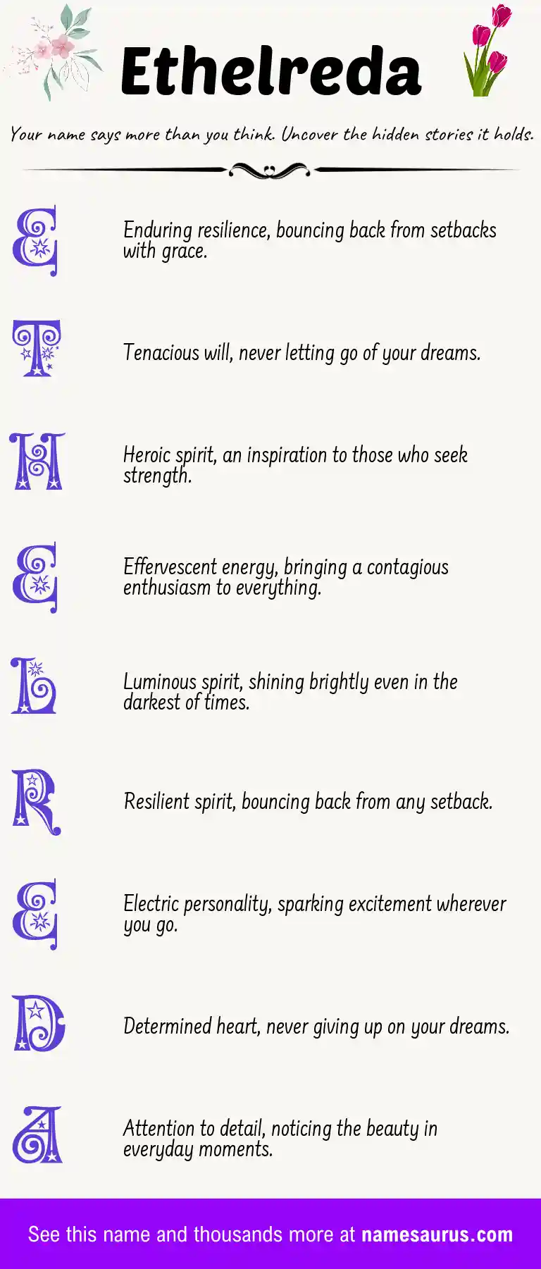 Acrostic poem about Ethelreda.