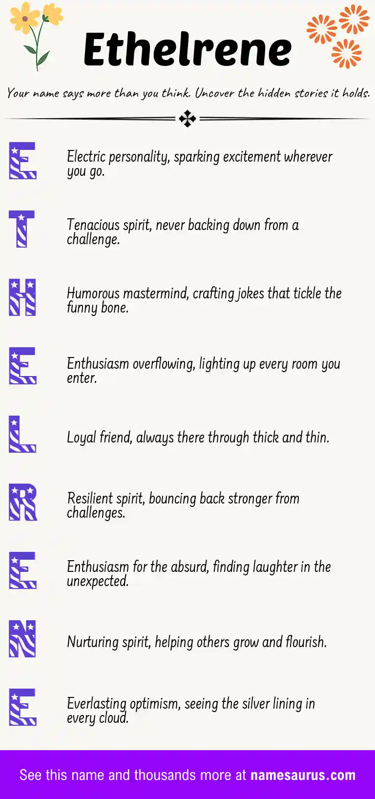 Acrostic poem about Ethelrene.