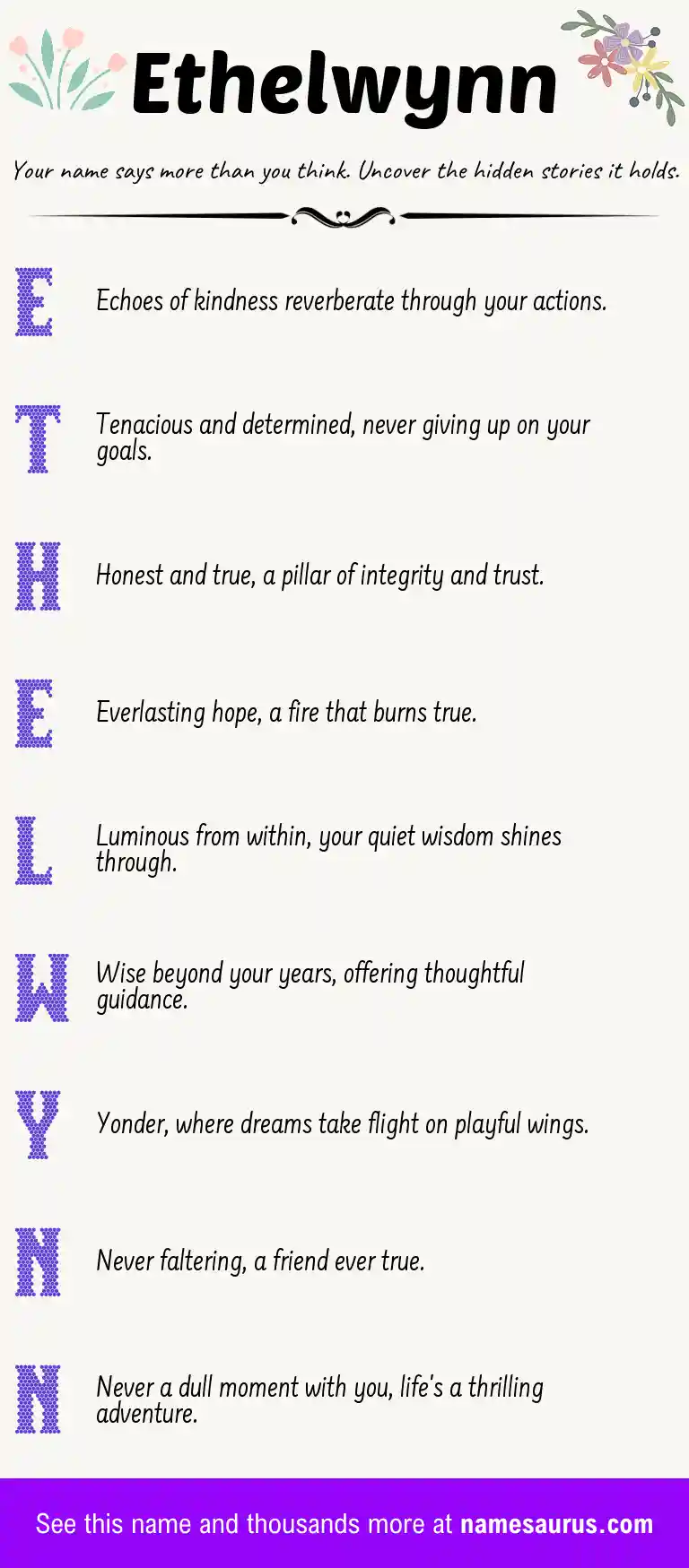 Acrostic poem about Ethelwynn.